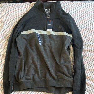 IZOD Men's Charcoal and Light Gray Zip-Up Sweater